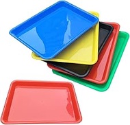 6pcs Plastic Square Plate Tray Silverware Tray for Drawer Plastic Storage Tray Activity Tray Activity Plastic Tray Bed Tray Deep Plastic Tray Television Wooden Pallets re-usable