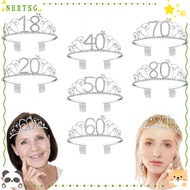 NEXTSG Crown Headband Women 16/18/40/50/60/70/80/100th Silver Birthday