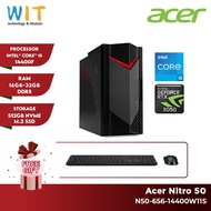 Acer Nitro N50-656-14400W11S Gaming Desktop (Intel Core i5-14400F/16GB-32GB RAM/512GB SSD/RTX3050/Of