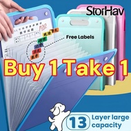 13-Layer Handle Folder Long File Organizer Expanding File Folder Portable Folder Bag With Handle