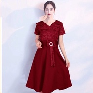 Gaun Dress Natal Gereja Remaja Wanita 2021 Mewah Yuna Brokat Fit To L