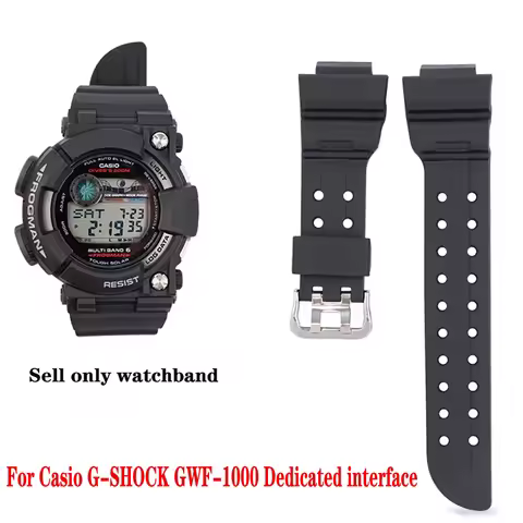 Black Rubber Strap for Casio G-SHOCK GWF-1000 FROGMAN Series Replacement Men Silicone Sport Waterpro
