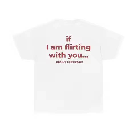 If I Am Flirting With You Please Cooperate Letter Printed Funny Trendy Creativity T-Shirt Women's Sh