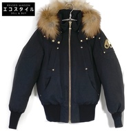 Moose Knuckles 黑色 Little Rapids Bomber 帶毛連帽羽絨服，S 碼