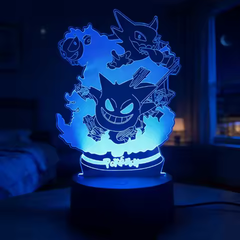 Pocket Monsters 7-Color Gengar Charizard Super Dream 3D Anime LED Night Light USB Color Changing Des