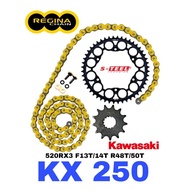 REGINA Sprocket Set KAWASAKI KX 250 2002-2008 520RX3 Ring Gold Chain motor part accessories