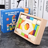 Cross-Border Building Building Blocks 30 Colorful Building Blocks Beech Shape Cognition Large Build