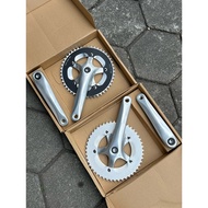 CRANK FIXIE 48T BB BOX SILVER BLACK ALLOY ALUMINIUM FRONT GEAR FIXED GEAR SINGLE Bcd 130 AS Fixie Ge