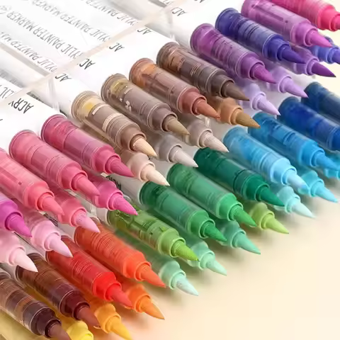Languo 9pcs/box Soft Brush Acrylic Marker Pen Set，DIY Hand Drawn,Paint Art Markers pens,Student Graf