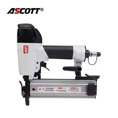 Ascott 18Ga Pneumatic Brad Nailer 2 IN 1 Air Upholstery Stapler Framing Nail Gun for Furniture Sofa 