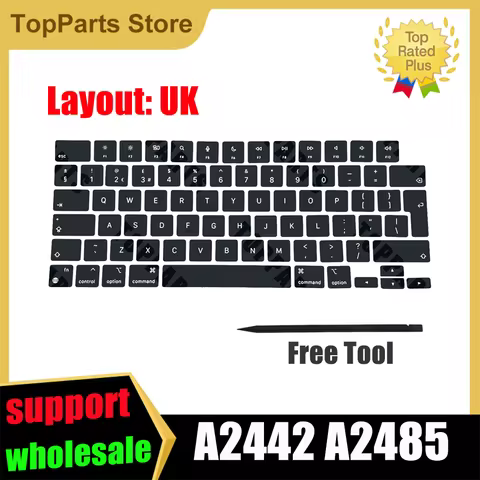 New 2021 Laptop A2442 A2485 Keycaps Set UK English For Macbook Pro M1 Pro/Max Retina 14" 16" 2021 Ye