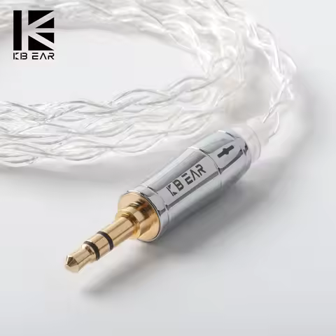 KBEAR Limpid 4 Core 4N 99.99% Purity Silver Earphone Cables with 2Pin/QDC/MMCX/TFZ Connector for KZ 