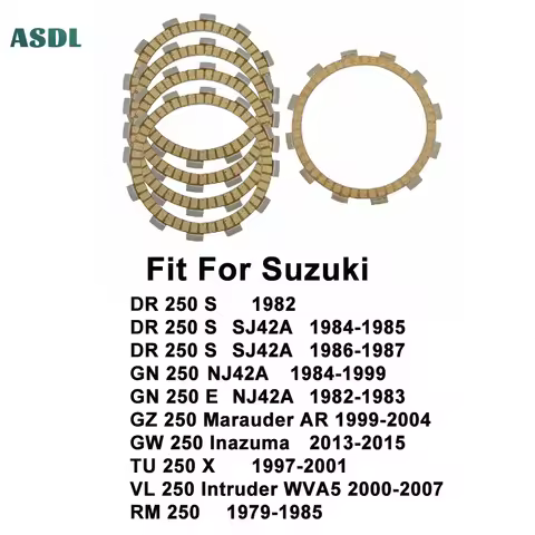 Motorcycle Friction Clutch Plate Kit For Suzuki DR 250S SJ42A 84-87 GN250 NJ42A 84-99 GZ250 Marauder