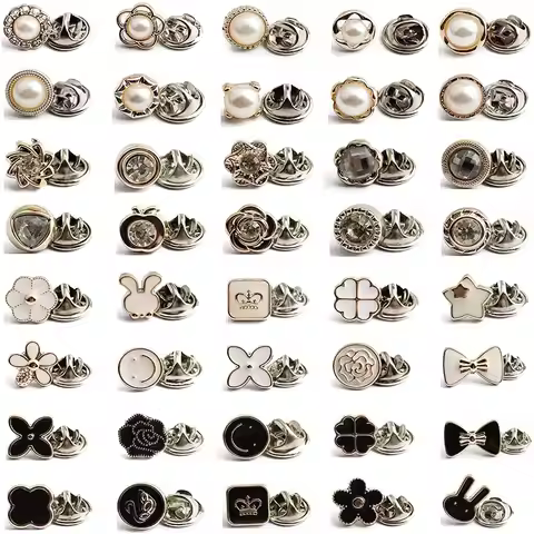 10pcs/Lot Button Brooch Prevent Accidental Exposure Buttons Brooch Pins Badge Cufflinks Button Detac