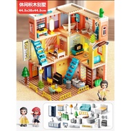 ของเล่นตัวต่อ FEELO Pink Villa บล็อกตัวต่อขนาดใหญ่ บ้านของเล่น ของเล่นเด็ก ของเล่นเสริมพัฒนาการ (ไม่