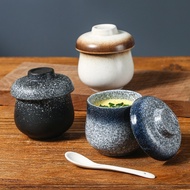 Japanese-Style Ceramic Small Stew Pot with Lid Steamed Egg Bowl Steamed Egg Custard Stew Bowl Egg Cup Chawanmushi Tureen