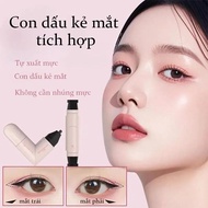 CHAMEL Convenient 2-Headed Liquid Eyeliner - Creates a Natural Big Round Eye Tail, Super Matte Water