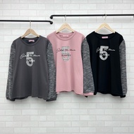 Pink Label Q Home 75334 WU girl Classic Plaid Brand Cotton Number 5 Round Neck Top Long Sleeve T-Shi