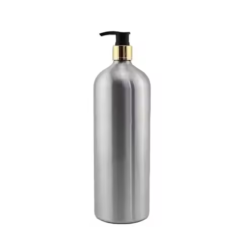1pc 1000ML Empty Aluminum Bottles With Gold Lotion Cream Pump 1L Metal Oil Cosmetics Container Silve