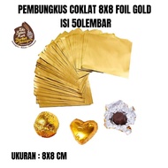 CHOCOLATE WRAPPING 8X8 CM GOLD FOIL CHOCOLATE WRAPPING/ 50 SHEETS BROWN PAPER/