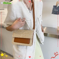 MELENE Ladies Handbag, Metal Straw Straw Beaded Messenger Bag, High Quality Pearl Weave Small Square Bag Women