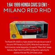 Collectible 1999 Honda Civic So EM1 Milano Red RHD 1:64 Scale