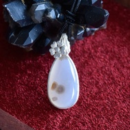 原創手工 純銀鑲嵌天然海洋玉髓吊墜