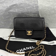 【配件 帶票大全套 💕】Chanel 24k cf 方胖子 荔枝牛皮 口蓋包 琺瑯小吊牌