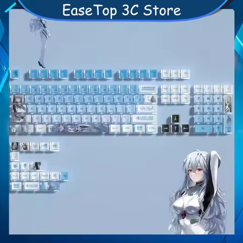 New 122key Ayanami Rei Themed Pudding Keycap Pbt Thermal Sublimation Four Sided Transparent Mechanic