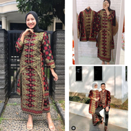 SET COUPLE BATIK SONGKET PALEMBANG MARON BAJU PESTA KONDANGAN KAPEL PASANGAN SUAMI ISTRI SETELAN WANITA ATASAN ROK KURUNG MELAYU KEBAYA MODERN LENGAN PANJANG BUSUI MEWAH ELEGAN TERBARU 2022 KEKINIAN