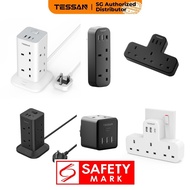 TESSAN - SG Safety Mark Multi Plug Power Extension Tower Sockets with USB & Type C , Surge Protector