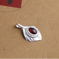 จี้ห้อยคอรูปพัดดอกทานตะวันหินโกเมน Goros สะพานสูงทำมือเงอะงะเครื่องประดับ goros เงินแท้925สำหรับทั้ง