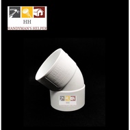 45 % UPVC FITTINGS ELBOW (EQUAL BEND) / PAIP PUTIH ELBOW/ UPVC ELBOW JOINT 45 DEGREE