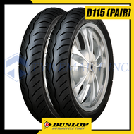 Dunlop Tires D115 80/80-14 43P & 90/80-14 49P Tubeless Motorcycle Street Tires (FRONT & REAR TIRES)