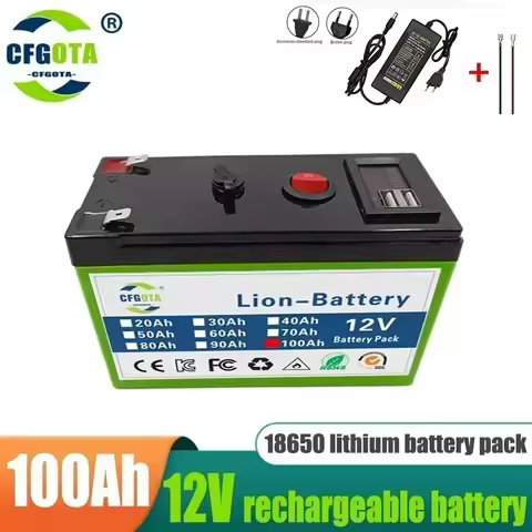 12V Lithium Battery 100Ah 18650 Rechargeable LiFePO4 Battery for Solar Energy Electric Vehicle Batte