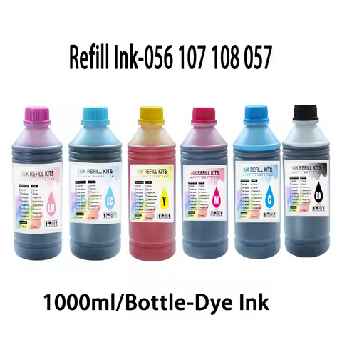 1000ML Refill Dye Ink For Epson 056 057 107 108 574 Refill Ink For Epson L8050 L8058 L18050 L18058 E