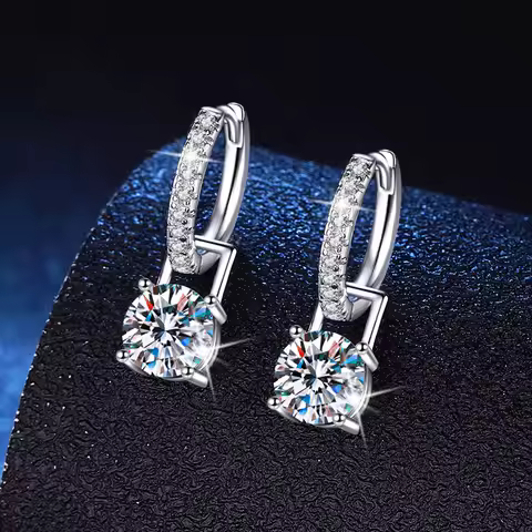 2ct Moissanite Earrings for Women Lab Grown Diamond Ear Studs 925 Sterling Silver Fine Jewelry Gift