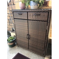 HY/JD Zangmu Outdoor Shoe Cabinet Waterproof and Sun Protection Cabinet Rattan Balcony Storage Cabinet Doorway Shoe Cabi