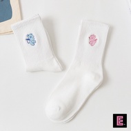 E. Stylem0156 Embroidered Socks ins Style Women's Trendy