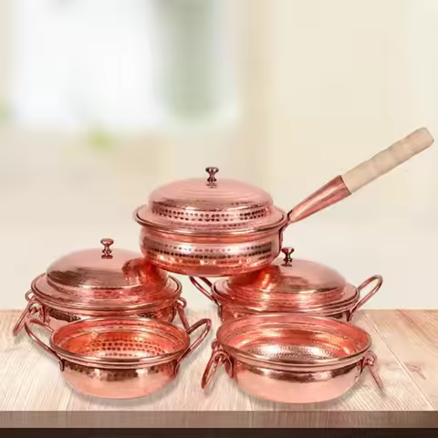 Handmade Pure Copper Double-Ear Rice Pot with Thickened Base Premium Heat Conduction Cookware for No