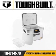 One Piece TOUGHBUILT STACKTECH Large Insulated Cooler Box, 38Qt Capacity For All-Day Freshness With 