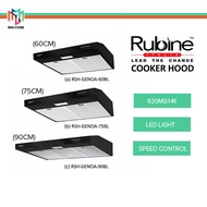 RUBINE 920M³/H 60CM / 75CM / 90CM PUSH BUTTON SLIM HOOD - RSH-GENOA-60BL / RSH-GENOA-75BL / RSH-GENO