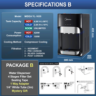 Midea Water Dispenser Tabletop Hot Normal Cold Desktop Water Purifiier Midea Model 1635 / 1631 - 4 S