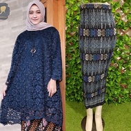 ( BISA COD DI TEMPAT ) Setelan Kebaya Brukat Tunik / kebaya brokat/ kebaya bianca / Set Kebaya Bianc