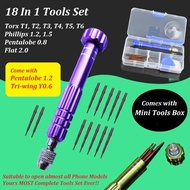 18 IN 1 Opening Pry Tools Screwdriver Kit Set - Pentalobe P2, P5, Y000, +1.2 +1.5, -2.0, Torx T1, T2