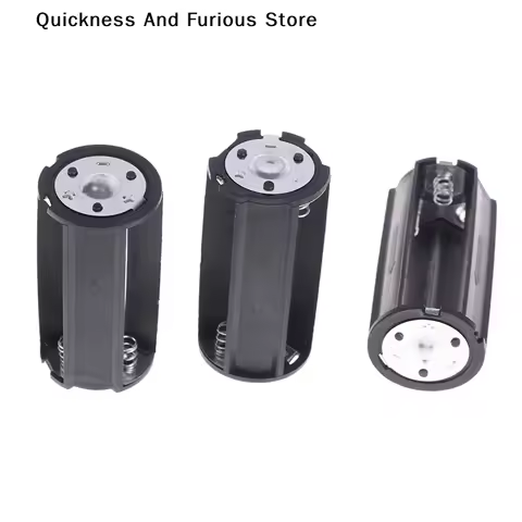 Black Cylindrical Battery Adapter Case 3x AA to D Size Battery Holder Hold 3 Standard AAA Batteries 