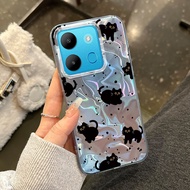 Casing hp For Infinix Smart 7 Tecno Spark Go 2023 Tecno Pop 7 Pro Case Cute Black Cat Pattern Case H