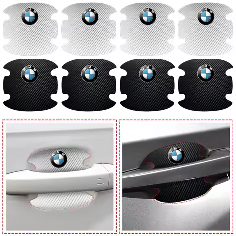 4pcs New Car Door Handle Sticker Carbon Fiber Scratches Resistan For BMW E46 E39 E90 E60 E36 F30 F10