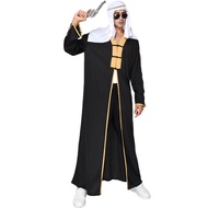 Adult Arab Costume Men Arabian Robe Sheik Outfit Keffiyeh Head Scarf Dress Up Halloween Party