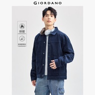GIORDANO ผู้ชาย  เสื้อโค้ทผ้าฝ้าย 100% สำหรับฤดูหนาว ทรงคาร์โก้ มีกระเป๋า เสื้อโค้ทคอตั้ง เสื้อโค้ทแ